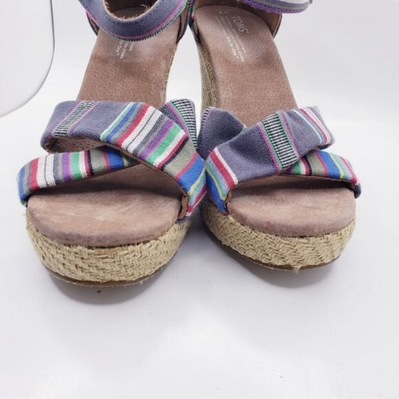 Toms Sienna Serape Wedge Heel Platform Ankle Strap Sandals Women's Size 9 - Picture 5 of 13